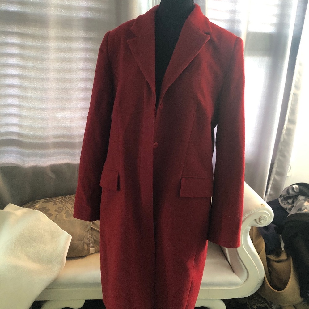 Wool and Cashmere Blend Wine Business Casual Coat